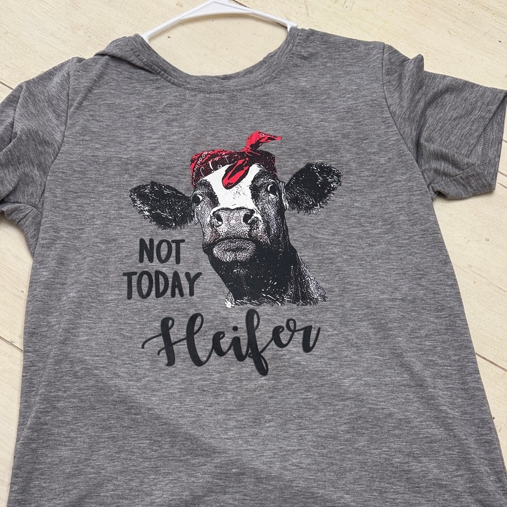 Gray Kids Shirt with Cow Print